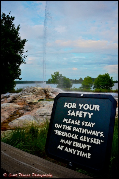 Firerock Geyser from the pathway at Disney's Wilderness Lodge, Walt Disney World, Orlando, Florida.