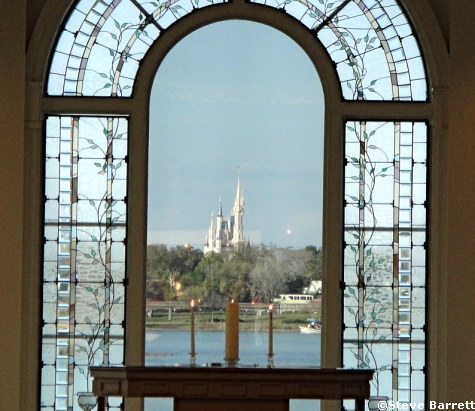 View of Cinderella Castle via Grand Floridian Wedding Chapel