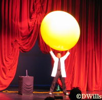 Freddie Fusion puts himself inside the big yellow ball!